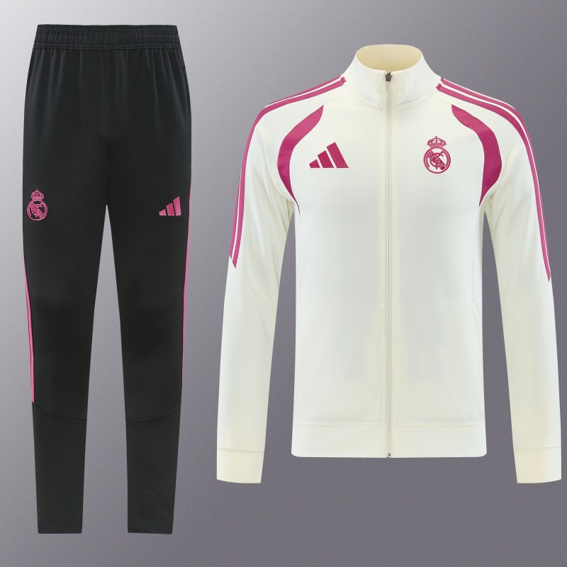 26/27 Real Madrid CF  White Full Zipper Jacket Tracksuit + Long Pants