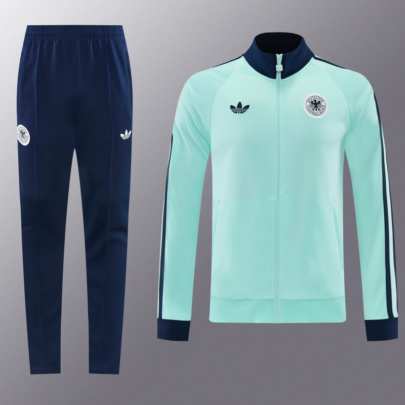 26/27 Germany  Light Green Full Zipper Jacket Tracksuit + Long Pants