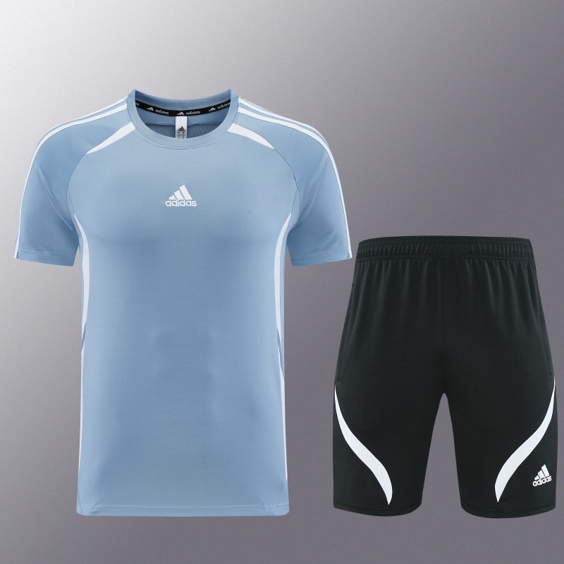 26/27 Adidas 16 Blue Grey Short Sleeve+Soccer Shorts