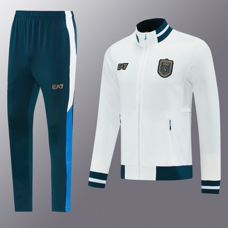 26/27 SSC Napoli  White Full Zipper Jacket Tracksuit + Long Pants