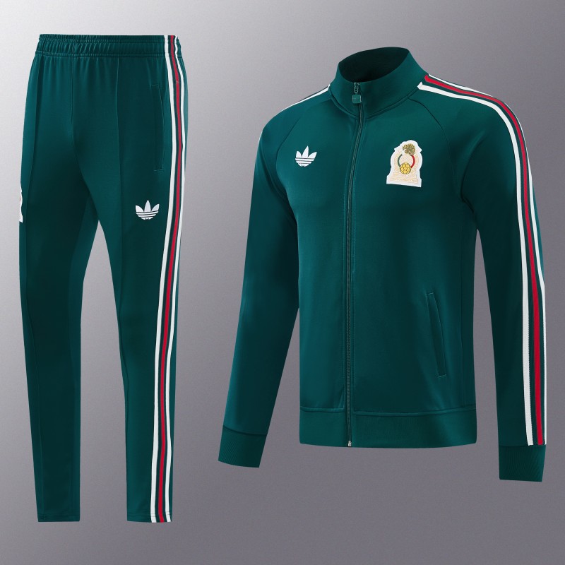 26/27 Mexico  Dark Green Full Zipper Jacket + Long Pants