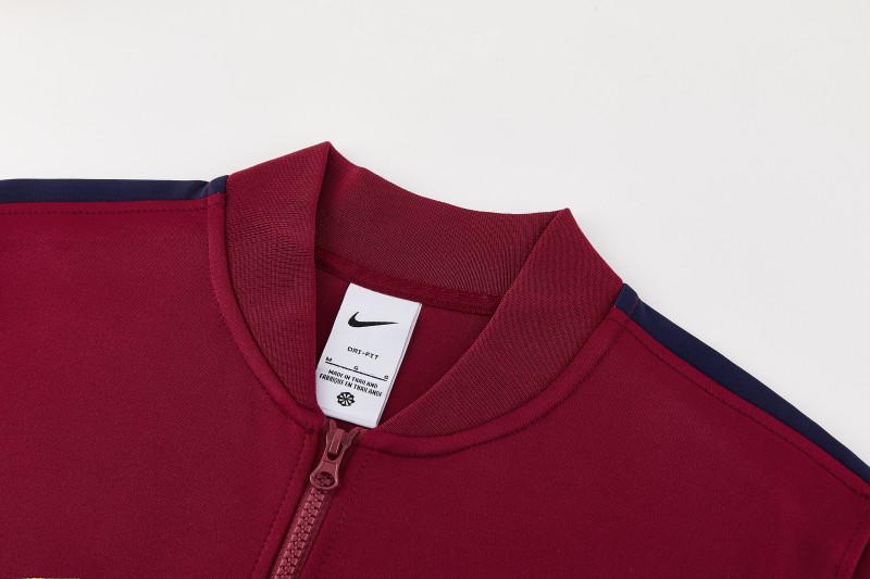 26/27 Barcelona  Dark Red Full Zipper Jacket Tracksuit + Long Pants
