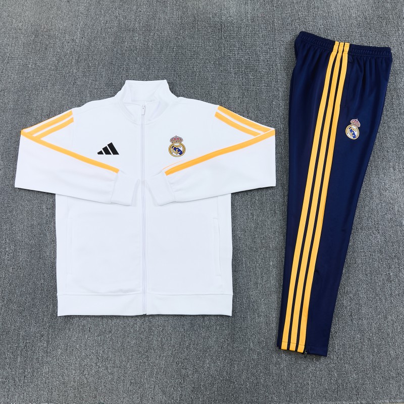 26/27 Real Madrid  White Full Zipper  Jacket Tracksuit + Long Pants