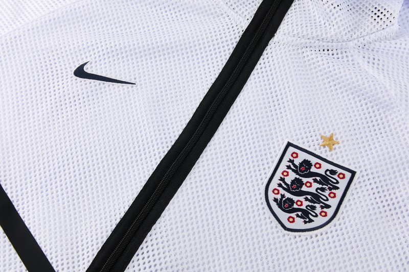 2026 England White Mesh Anthem Full Zipper Hooded Windbreaker Jacket