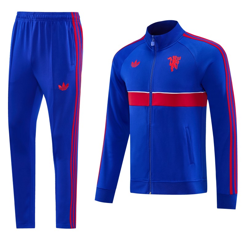 26/27 Manchester United Blue Full Zipper Jacket Tracksuit + Long Pants