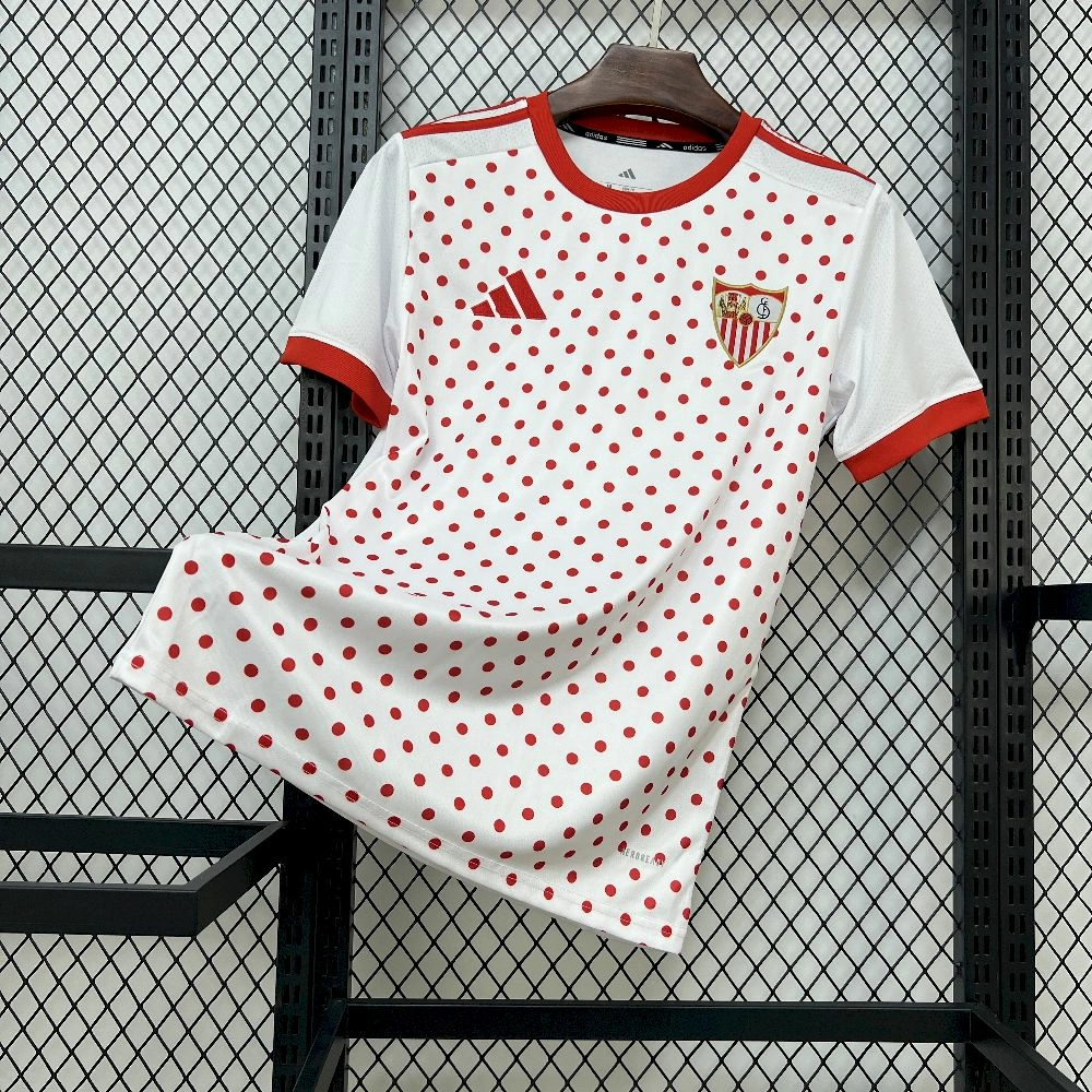2025/26 Mens Sevilla FC White Prematch T-shirt Jersey