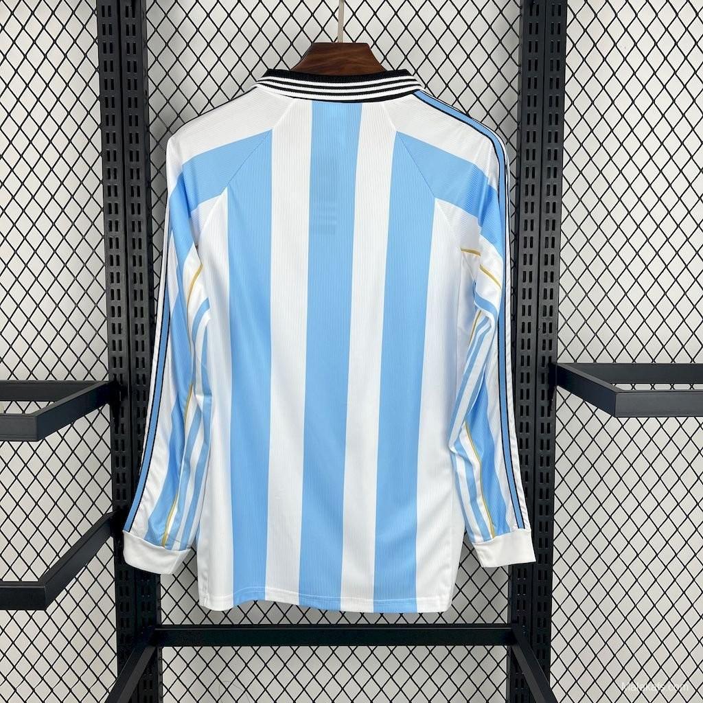 Retro Argentina 1998 Long Sleeve Home Jersey