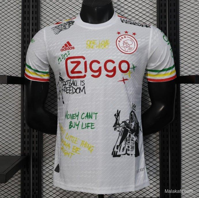 Player Version 25/26 Ajax White Jersey with Bob Marley Tribute Design