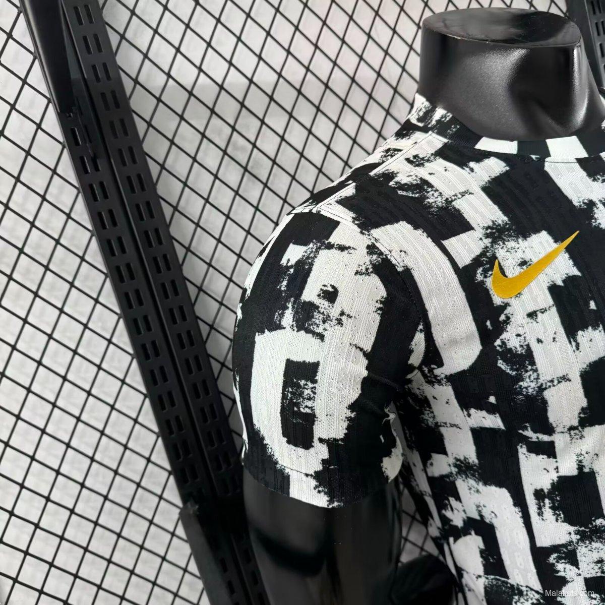 Player Version 25/26 Barcelona White with Abstract Graffiti Pattern Jersey