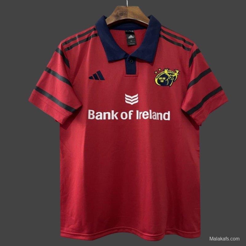 25/26 Munster Rugby Red with Navy and Grey Stripes Jersey