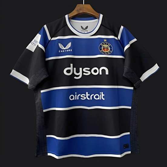 25/26 Bath Rugby Blue with Black and White Hooped Jersey