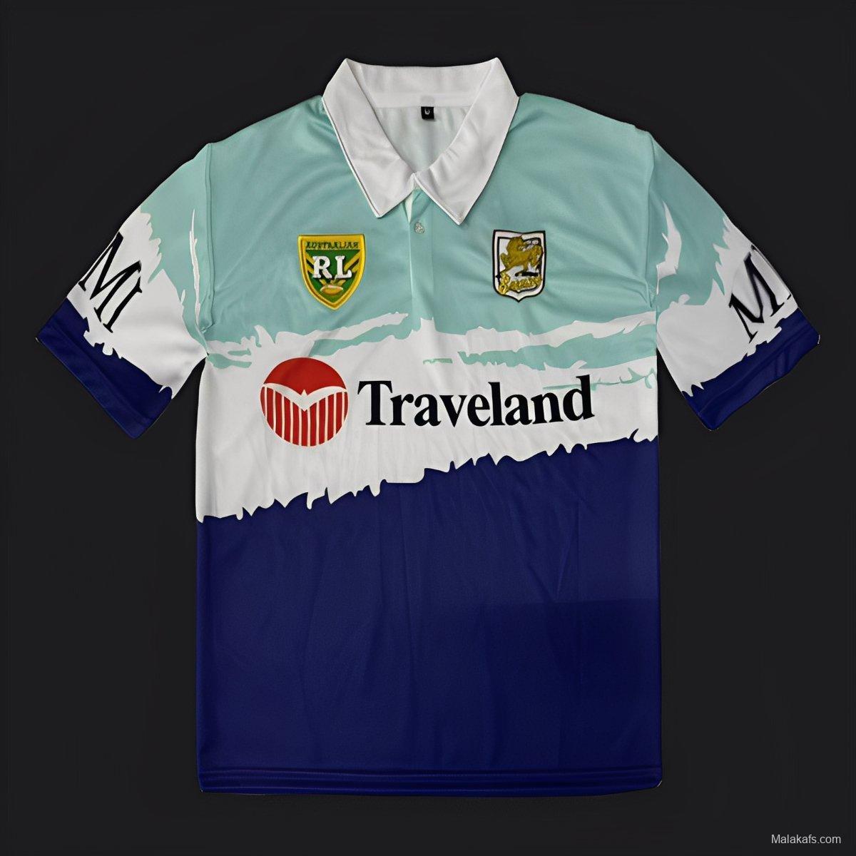 25/26 Australian Rugby League Teal White Navy with Brush Stroke Design Jersey