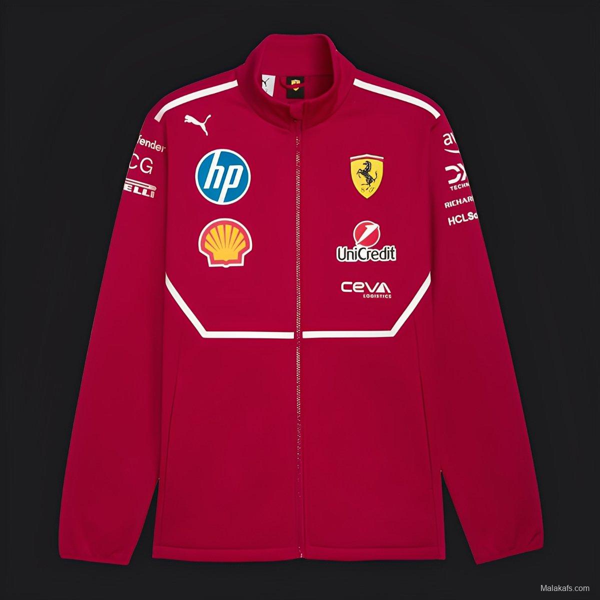 2025 F1 Scuderia Ferrari Red with White Stripe Team Jacket