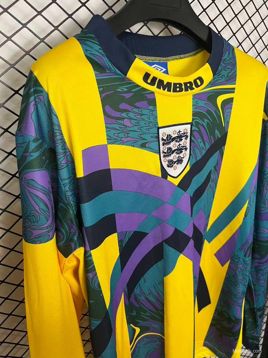 Retro 1995 England Yellow Goalkeeper Yellow Jersey