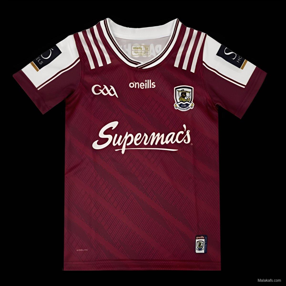 25/26 Kids Galway GAA Maroon with White Stripes  Jersey