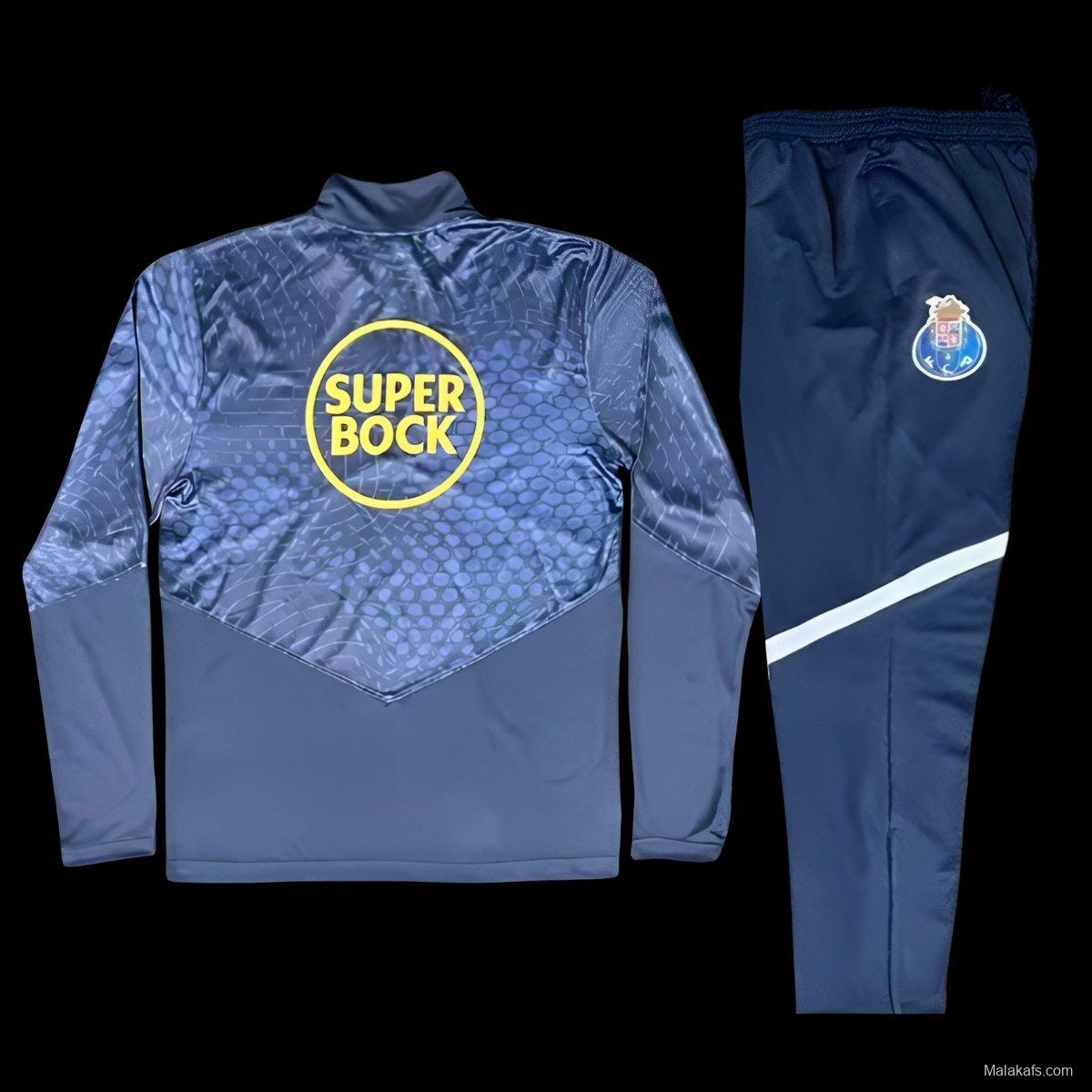 25/26 Porto Navy Blue / Dark Blue Half Zipper Tracksuit+Long Pants