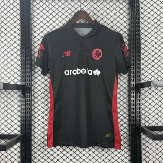 Player Version Womens 25/26  Deportivo Toluca FC Black Goalkeeper Short Sleeve Jersey with Polo Collar