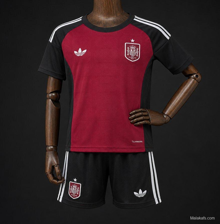 2026 Kids Spain Wine/Black Goalkeeper Jersey