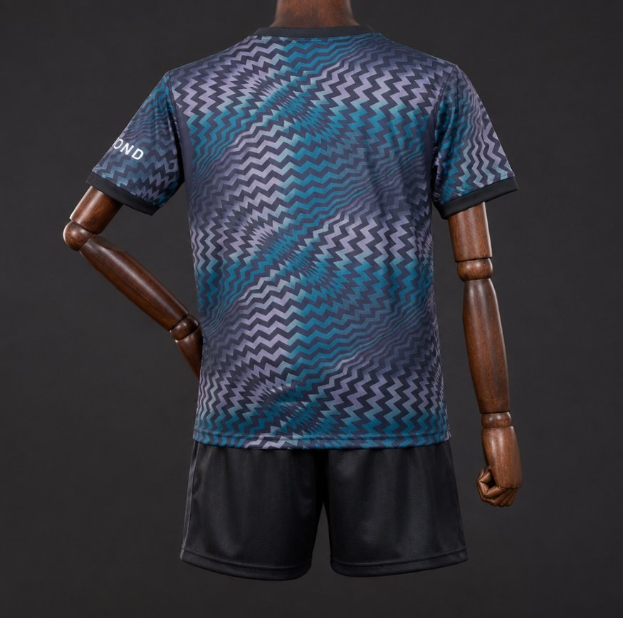 26/27 Kids PSG/Paris Saint-Germain Home Goalkeeper Black/Blue Zigzag Pattern Jersey