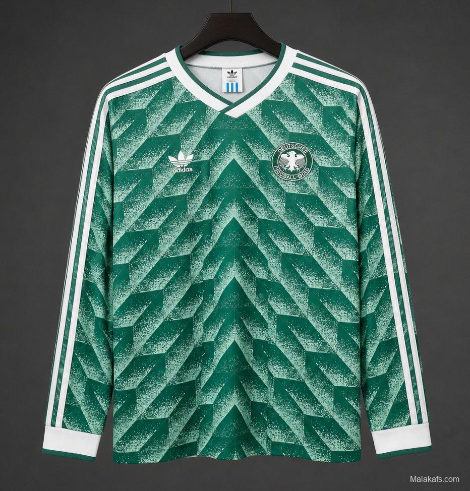 Retro 1990 West Germany Green Long Sleeve Away Jersey