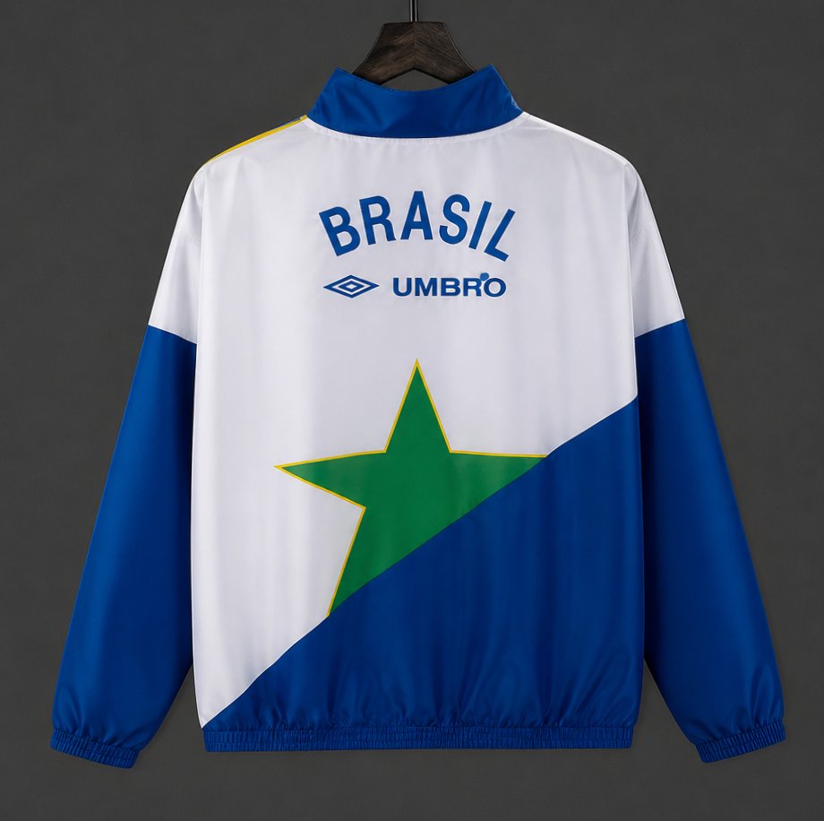 Retro 93/94 Brazil Yellow & Green & Blue Star Pattern Windbreaker Jacket
