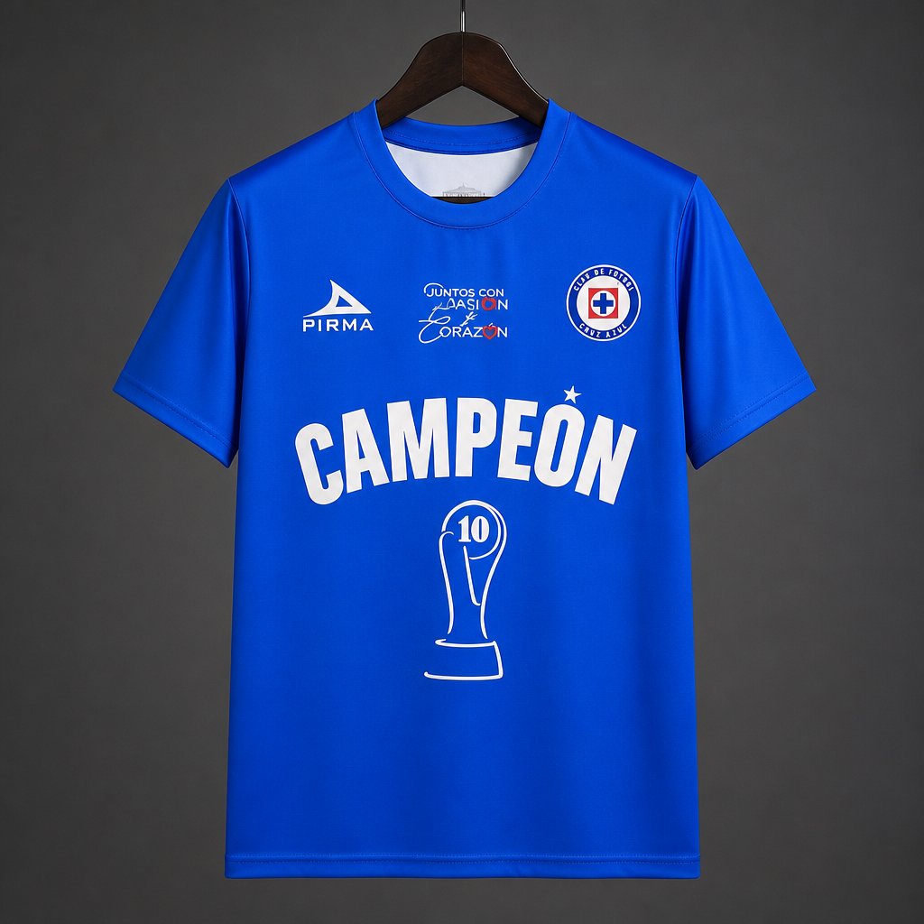 26/27 Cruz Azul La Decima Celebrates MX Championship Victory Blue  Jersey