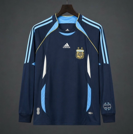 Retro 2006 Argentina Away Long SLeeve Jersey