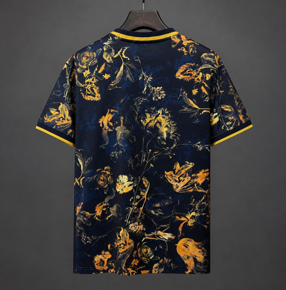 26/27 SSC Napoli Concept Jersey – Navy Blue and Gold Ornate Floral Pattern Edition