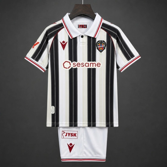 26/27 Kids Levante UD Away White Black Stripes Jersey Kit