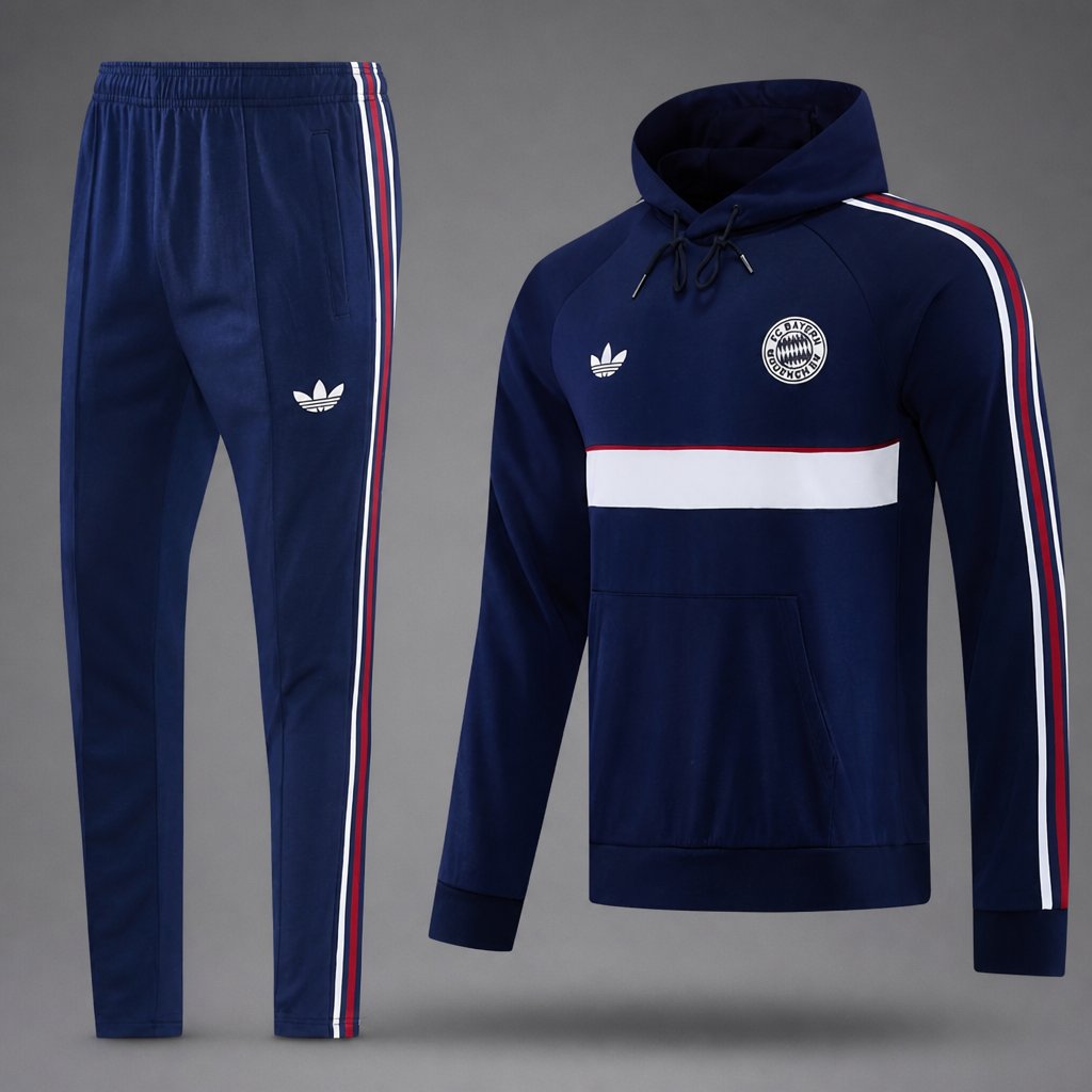 26/27 Bayern München Royal Blue Hoodie Full Zipper Jacket + Long Pants